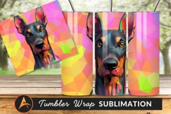 Colorful Doberman Dog With Abstract Background Tumbler Png Product Image 1