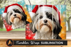 Festive Dog In Santa Hat Artwork Portrait Tumbler Product Image 1