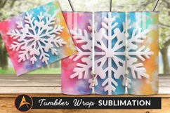 White Snowflake On Colorful Textured Background Tumbler Png Product Image 1