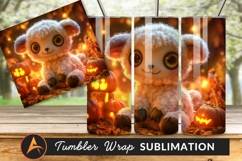 Cute Lamb Halloween Pumpkin Autumn Season Art Product Image 1