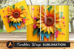 Sunflower With Colorful Paint Drips Vibrant Background Product Image 1