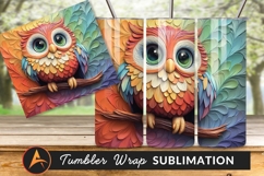 Colorful Artistic Owl Sitting On A Branch Tumbler Product Image 1