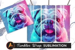 Winter Bulldog Portrait With Snow And Neon Tumbler Product Image 1