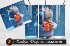 Cartoon Hippo With Present Tumbler Png Image Product Image 1