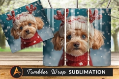 Puppy Wears Holiday Antlers And Sweater Snow Tumbler Product Image 1