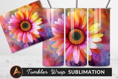 Colorful Gerbera Daisy On Artistic Background Tumbler Png Product Image 1