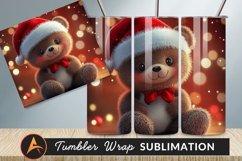 Cute Christmas Teddy Bear Santa Hat Portrait Tumbler Product Image 1