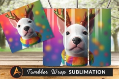 Festive Dog With Reindeer Antlers And Scarf Tumbler Product Image 1