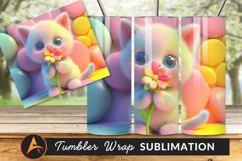 Cute Kitten Holding A Colorful Flower Tumbler Product Image 1