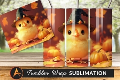 Cute Chick Wearing A Halloween Witch Hat Tumbler Product Image 1