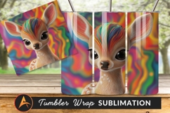 Colorful Fawn With Psychedelic Background For Tumbler Png Product Image 1