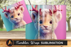 Festive Lion Cub Wearing Antlers Tumbler Png Product Image 1