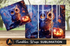 Spooky Halloween Owl With Glowing Pumpkin Lantern Tumbler Product Image 1