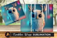 Cute Christmas Owl With Reindeer Antlers Tumbler Product Image 1