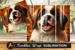 Saint Bernard Dog Surrounded By Halloween Pumpkins Tumbler Product Image 1