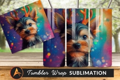 Christmas Puppy With Glitter Reindeer Antlers Festive Wrap Product Image 1