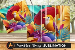 Cheerful Bird With Umbrella Colorful Abstract Tumbler Design Product Image 1