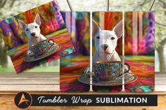 White Dog With Floral Tea Cup Tumbler Product Image 1