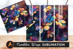 Colorful Artistic Flowers Background Tumbler Png Product Image 1