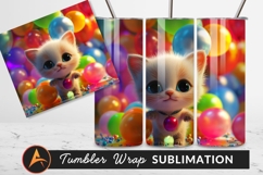 Adorable Kitten With Balloons Festive Celebration Tumbler Product Image 1
