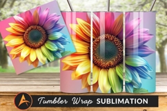 Vibrant Colorful Sunflower Tumbler Png Design Product Image 1