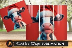 Cute Christmas Cow Wearing Santa Hat Tumbler Png Product Image 1