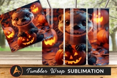 Otter With Pumpkin For Halloween Tumbler Png Product Image 1