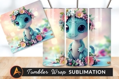 Cute Baby Dinosaur Wearing Flower Crown Tumbler Product Image 1