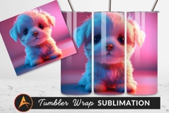 Adorable Fluffy Puppy Dog With Neon Lights Tumbler Product Image 1