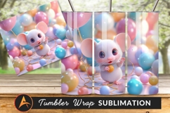 Cute Mouse With Balloons And Tumbler Png Product Image 1