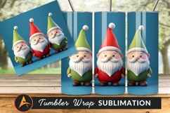 Three Christmas Gnomes Colorful Background Tumbler Png Product Image 1