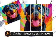 Vibrant Rottweiler Portrait On Abstract Colorful Background Product Image 1