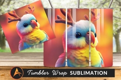 Festive Parrot With Antlers Christmas Holiday Image Product Image 1