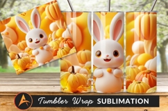 Cute Bunny With Pumpkins Tumbler Png Product Image 1
