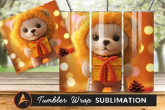 Knitted Lion Cub Holding A Christmas Gift Tumbler Product Image 1