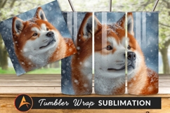 Akita Inu In Falling Snow Tumbler Png Product Image 1