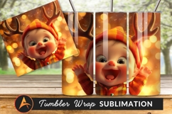 Happy Christmas Baby Reindeer With Big Smile Tumbler Product Image 1