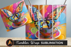Colorful Butterfly On Painted Tumbler Png Image Product Image 1