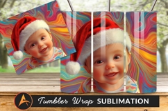 Adorable Baby In Santa Hat Happy Portrait Tumbler Product Image 1
