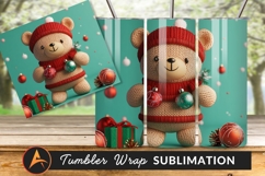 Festive Knitted Bear With Christmas Decorations Tumbler Product Image 1