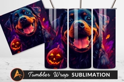 Rottweiler Dog With Halloween Pumpkin Tumbler Png Product Image 1