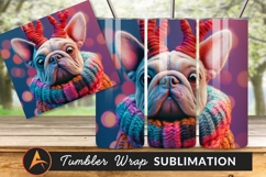 Festive French Bulldog With Antlers And Scarf Tumbler Product Image 1