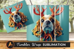 Colorful Cavalier King Charles Spaniel Reindeer Tumbler Wrap Product Image 1
