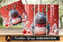 Hippo Reindeer Christmas Tumbler Png Festive Cheer Product Image 1
