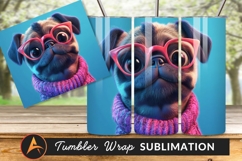 Cute Pug Dog Wearing Glasses And Sweater Tumbler Product Image 1