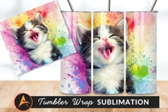 Watercolor Kitten Yawning Cute Artistic Tumbler Design Product Image 1