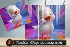 Cute Smiling Bird Character Colorful Background Tumbler Png Product Image 1