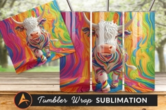 Colorful Highland Cow With Striped Background Tumbler Product Image 1