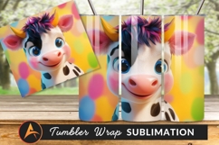 Cartoon Cow With Colorful Hair Tumbler Png Product Image 1