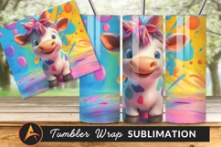 Whimsical Cartoon Cow With Rainbow Hair Tumbler Product Image 1